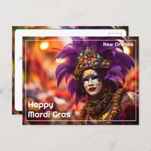 Postal 💚 💜 💛 Majestad Púrpura: Elegancia del Mardi Gra