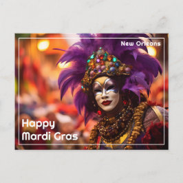 Postal 💚 💜 💛 Majestad Púrpura: Elegancia del Mardi Gra