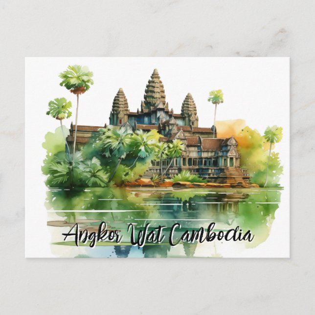 Postal Majestic Angkor Wat en medio de la exuberante sere (Anverso)