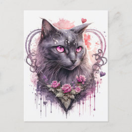 Postal Majestic Black Kitty Cat Witch | Halloween