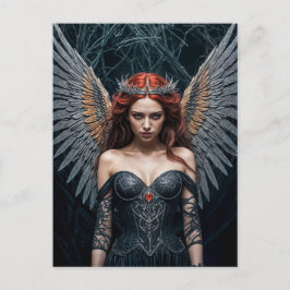 Postal Majestic Dark Angel with Golden Wings