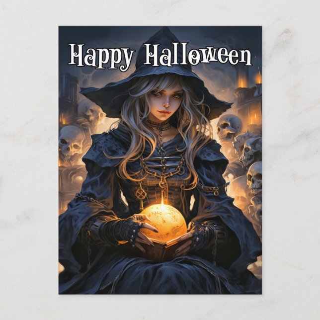 Postal Majestic Salem Witch | Feliz Halloween (Anverso)