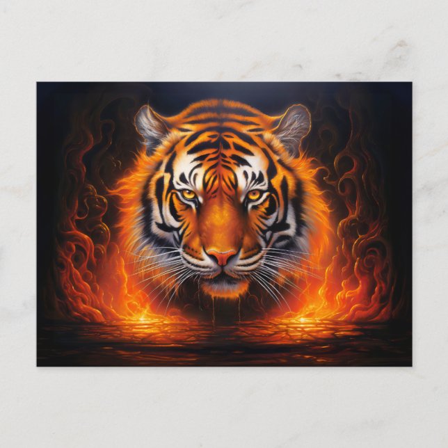Postal Majestic Tiger Aerógrafo Artístico Zodiaco Chino (Anverso)