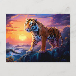 Postal Majestic Tiger Artista chino de zodiaco