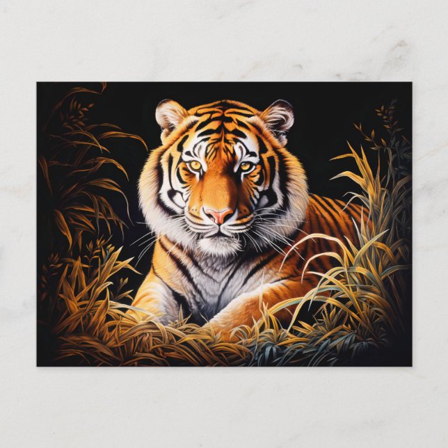 Postal Majestic Tiger Artista chino de zodiaco (Anverso)