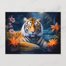 Postal Majestic Tiger Artista chino de zodiaco