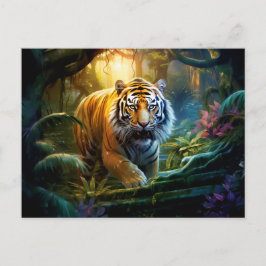 Postal Majestic Tiger Artista chino de zodiaco
