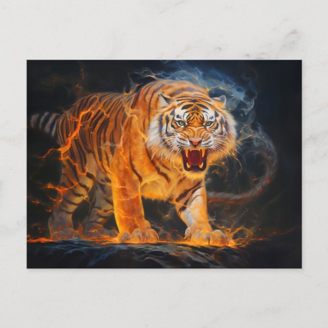 Postal Majestic Tiger Artista chino de zodiaco (Anverso)