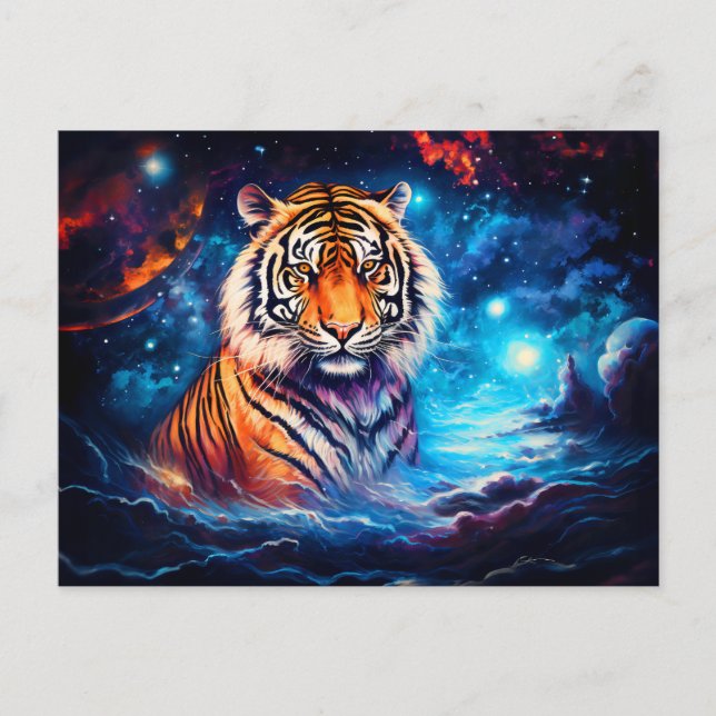 Postal Majestic Tiger Artista chino de zodiaco (Anverso)