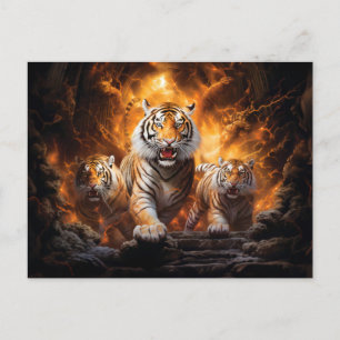 Postal Majestic Tiger Artista chino de zodiaco