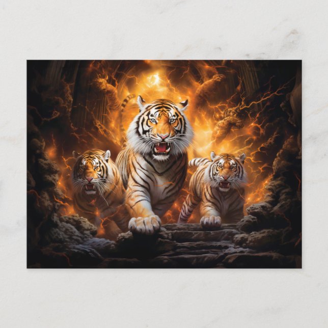 Postal Majestic Tiger Artista chino de zodiaco (Anverso)