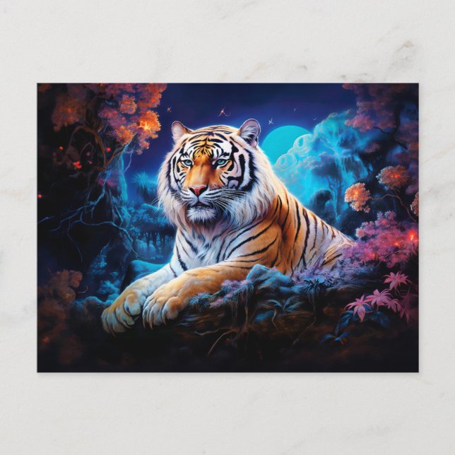 Postal Majestic Tiger Artista chino de zodiaco (Anverso)