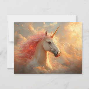 Postal Majestic Unicornio en las nubes del atardecer