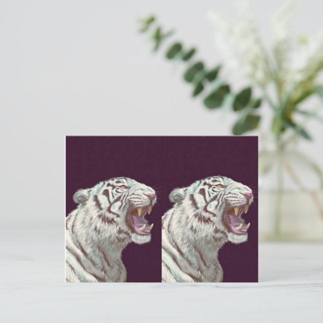 Postal Majestic White Tiger – Postcard Design (Anverso de pie)