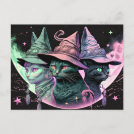 Postal Majestic Witchy Kitty Cats