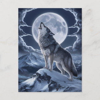 Postal Majestic Wolf Over Snowpico