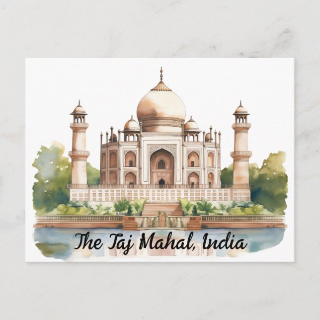 Postal Majestuosa belleza eterna del Taj Mahal (Anverso)