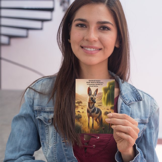 Postal Majestuosa hiena de Aardwolf en campos dorados (Subido por el creador)