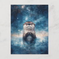 Majestuosa Nutria Bajo el Cielo Nocturno Estrellad