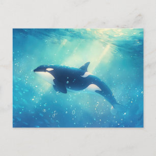 Postal Majestuosa Orca Océano Iluminado por el Sol
