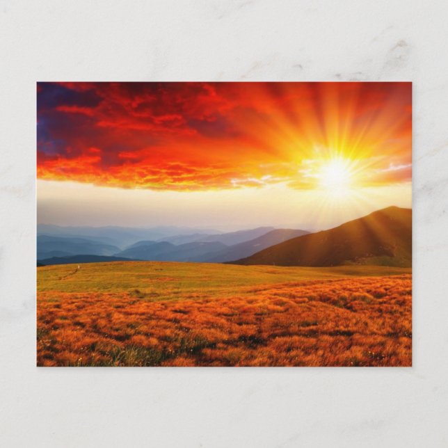 Postal Majestuosa puesta de sol en el paisaje montañoso 5 (Anverso)