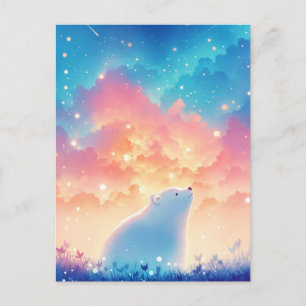 Postal Majestuoso Oso Polar Bajo el Cielo de Estrellas Fu
