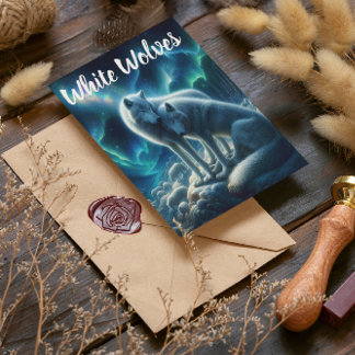 Postal Majestuosos Lobos Blancos descansando