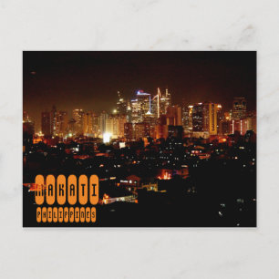 Postal Makati de noche en Filipinas