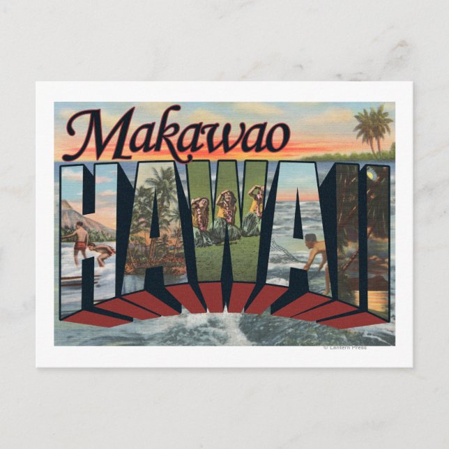 Postal Makawao, Hawaii - Escenas de letras grandes (Anverso)