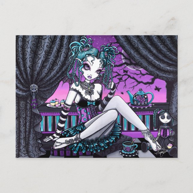 Postal Makayla Adorable Faerie Tea Fiesta Fantasy Postcar (Anverso)