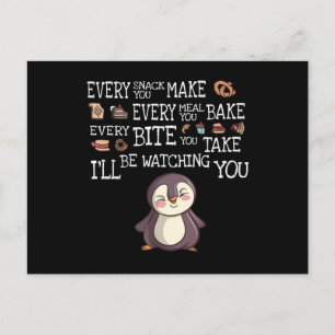 Postal Make, Bake, Bite, Tome Pingüino