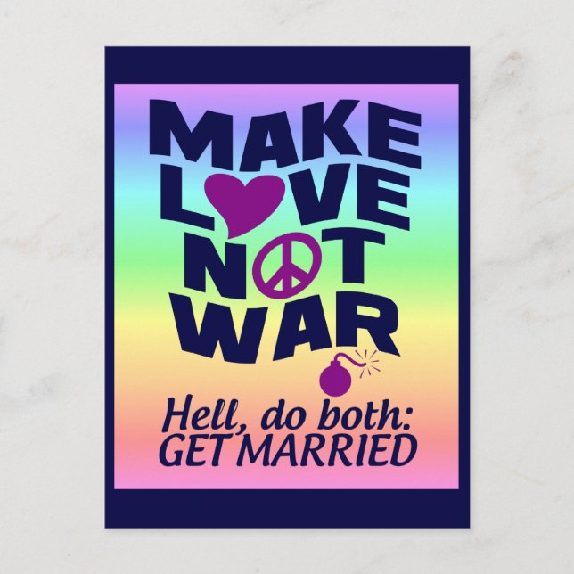 Postal Make Love Not War custom postcard (Anverso)