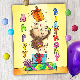 Postal Malabaristas Cumpleaños Erizo