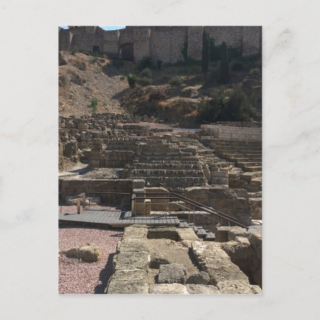 Postal Málaga; anfiteatro (Anverso)