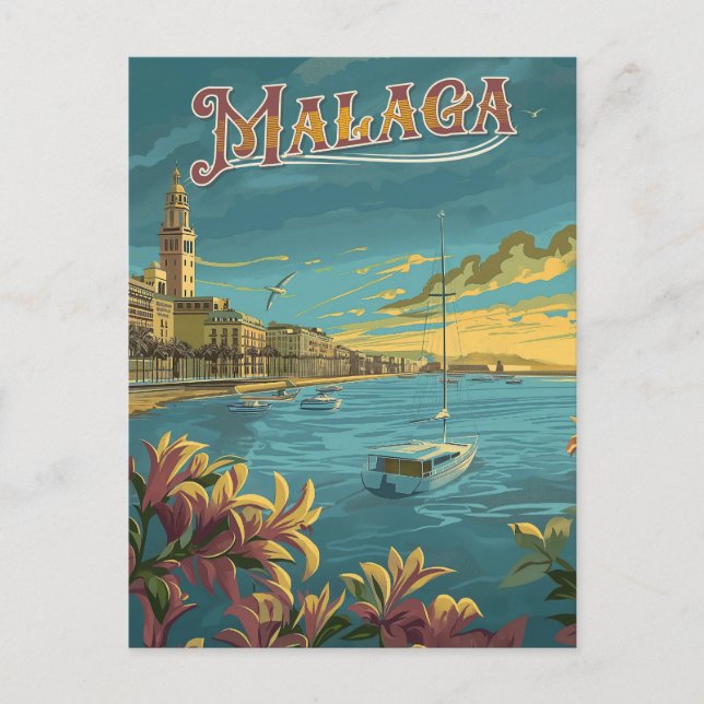 Postal Málaga con encanto retro - Viajes de época (Anverso)