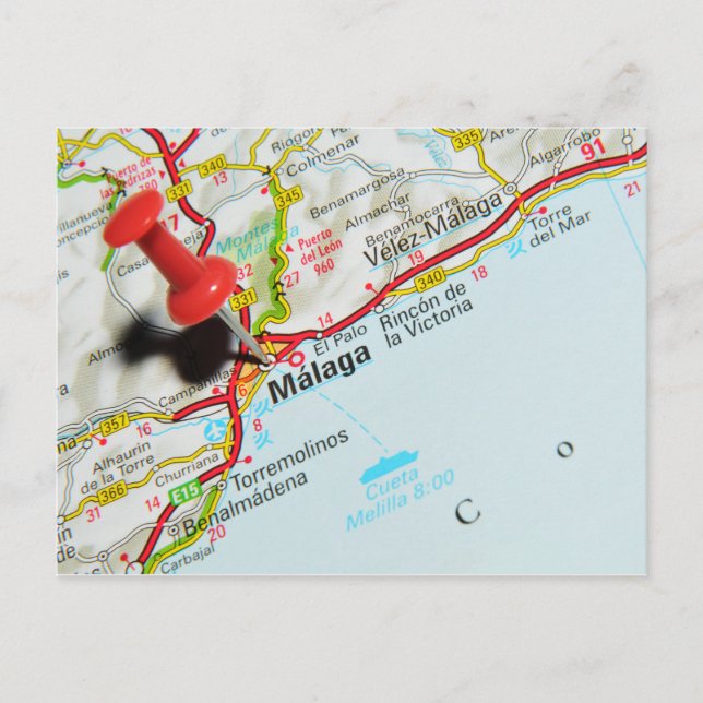 Postal Málaga, España (Anverso)