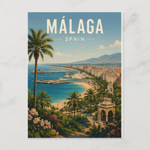 Postal Málaga España Costa Del Sol Mediterráneo Viaje 🌊