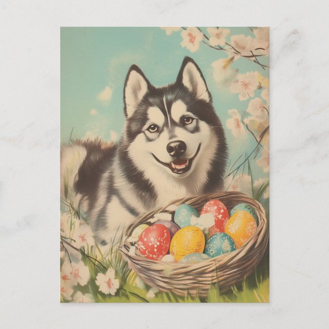 Postal Malamute Vintage Easter (Anverso)