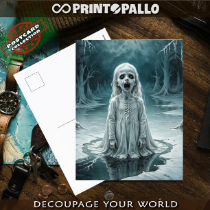 Postal Maldito fantasma infantil en helado lago de invier