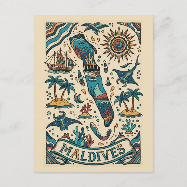 Postal Maldivas Océano Índico (Anverso)