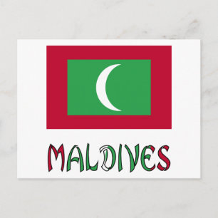 Postal Maldivas y bandera maldiva