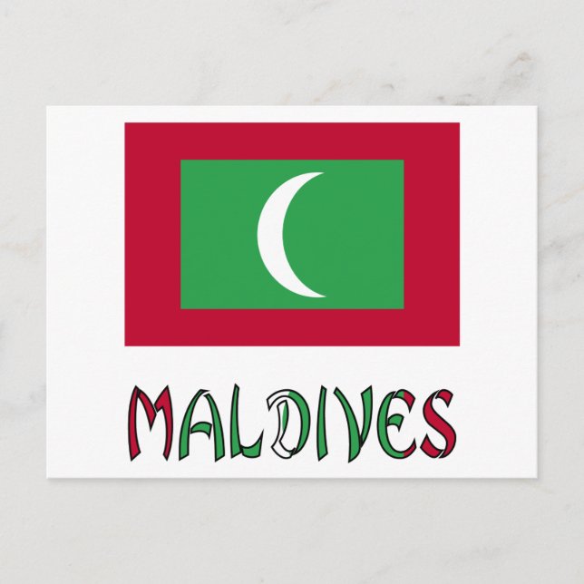 Postal Maldivas y bandera maldiva (Anverso)