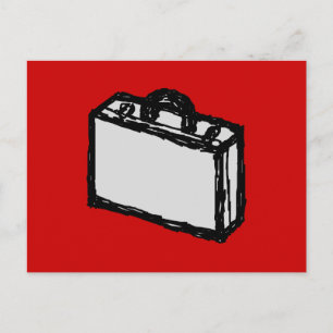 Postal Maletín de oficina o maleta de viaje. Bocetos. Roj