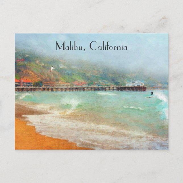 Postal Malibu California Pier Surfrider Beach (Anverso)