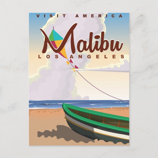 Postal Malibu California Vintage Travel Poster (Anverso)