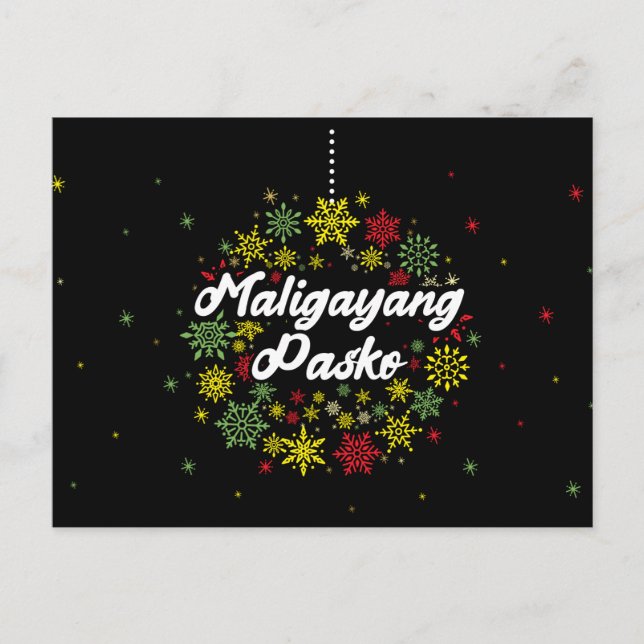 Postal Maligayang Pasko Snowflakes, Navidades de Filipina (Anverso)