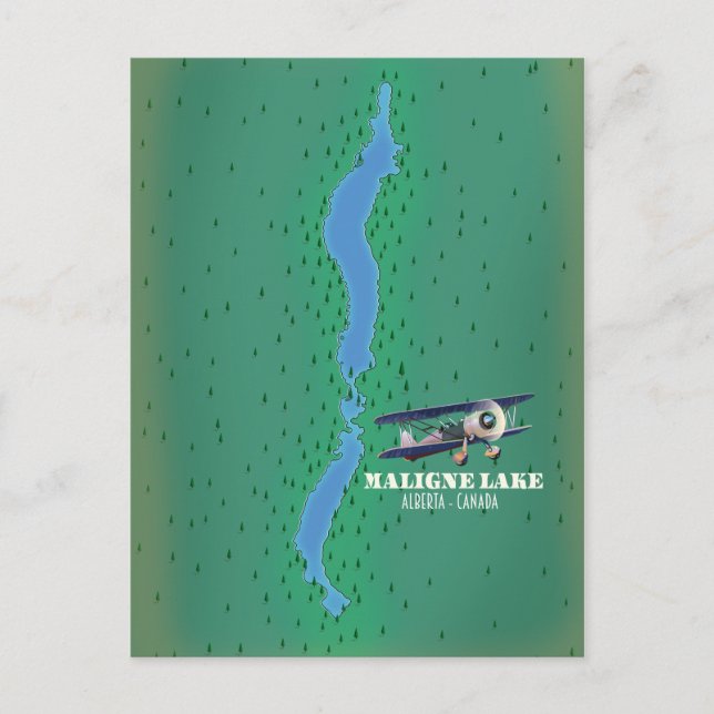 Postal Maligno lake alberta Canada lake map (Anverso)