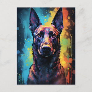Postal Malinois belga colorida