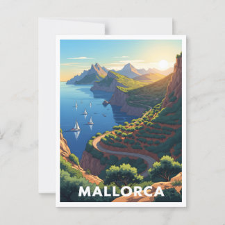 Postal Mallorca, España - Carretera costera