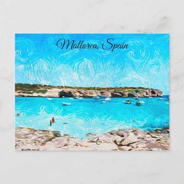 Postal Mallorca España Isla Balear Acuarela (Anverso)